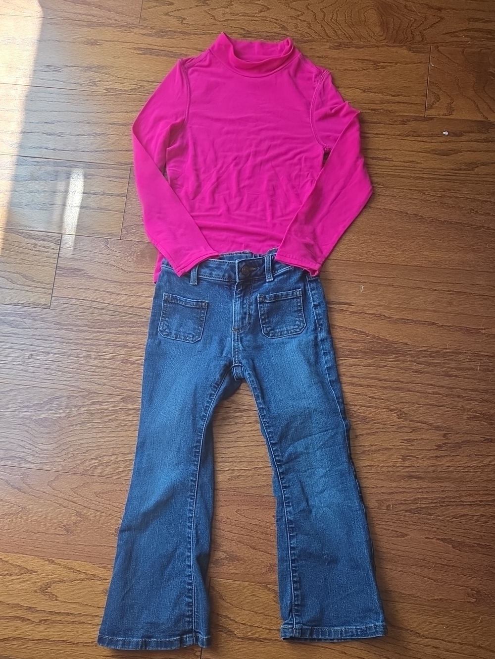 Hot Pink Long Sleeve With Blue Jeans